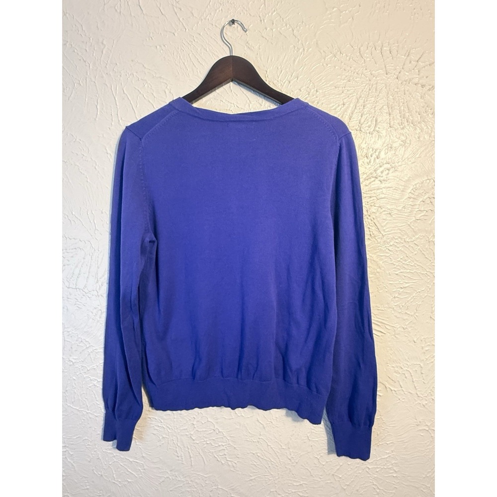 Banana Republic Women's L Purple Blue Button Front Cardigan Knit Pocket Sweater - Picture 6 of 8